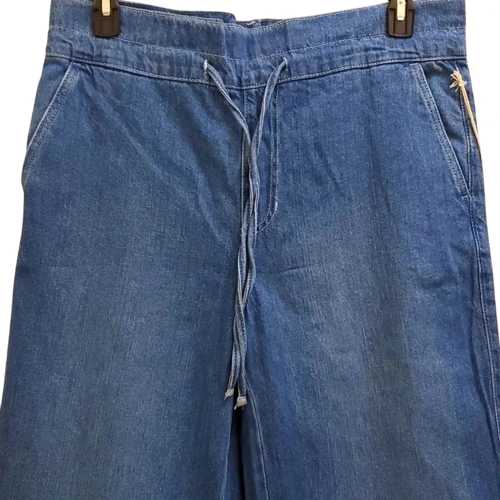 Universal Thread Denim Wide Leg  Pants Drawstring Waist Casual Blue Jeans - Picture 3 of 6